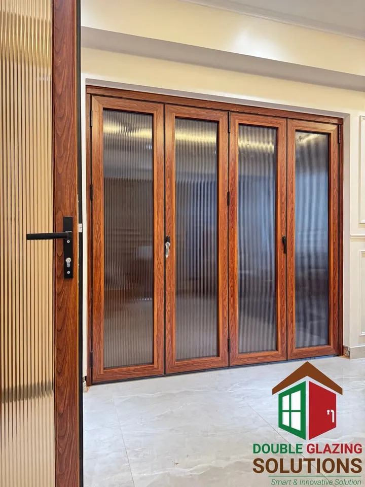 Brown-framed glazed door and matching side panel